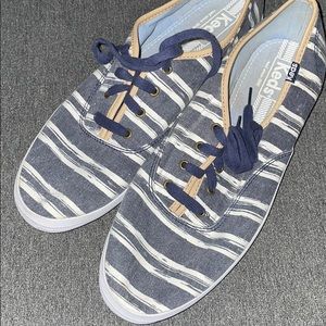 Navy and White Striped Keds